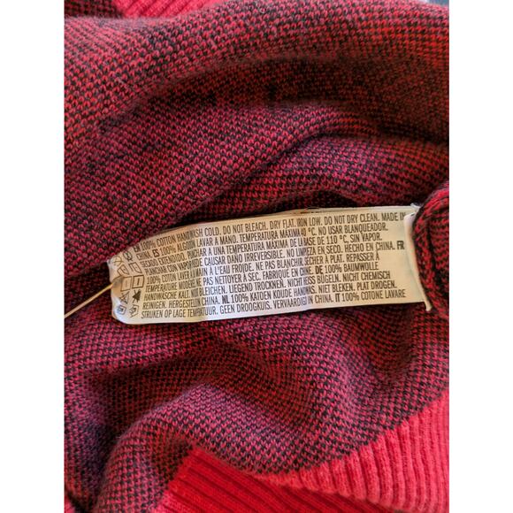 Womens Large Crop Sweater Red Black Pullover Kanji Japanese Harajuku Forever 21 - Picture 10 of 10